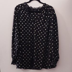 Black and White Polka Dot Blouse with Peter Pan Collar